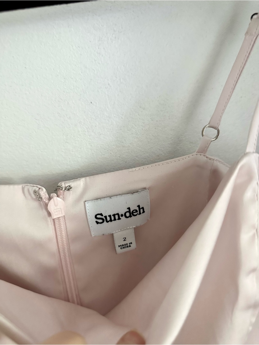 Aritzia Blush Pink Satin Square-Neck Mini Dress - Picture 3 of 4